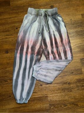 Nike Sportswear Gray Red Green Custom Tie-Dye Stripe Sweatpants Joggers Size S